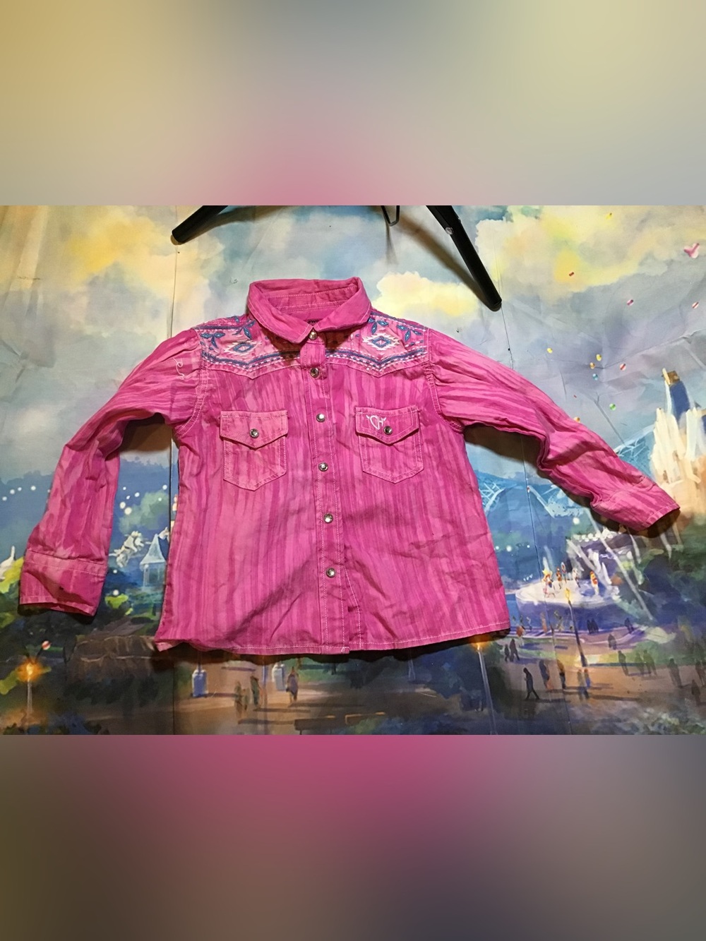 Cowgirl hardware toddler girl “horse Aztec” long sleeve western shirt size 2t